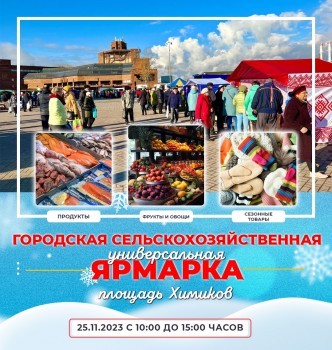 В эту субботу 25 ноября с 10:00 до 15:00 пройдет Городская ярмарка на площади Химиков.